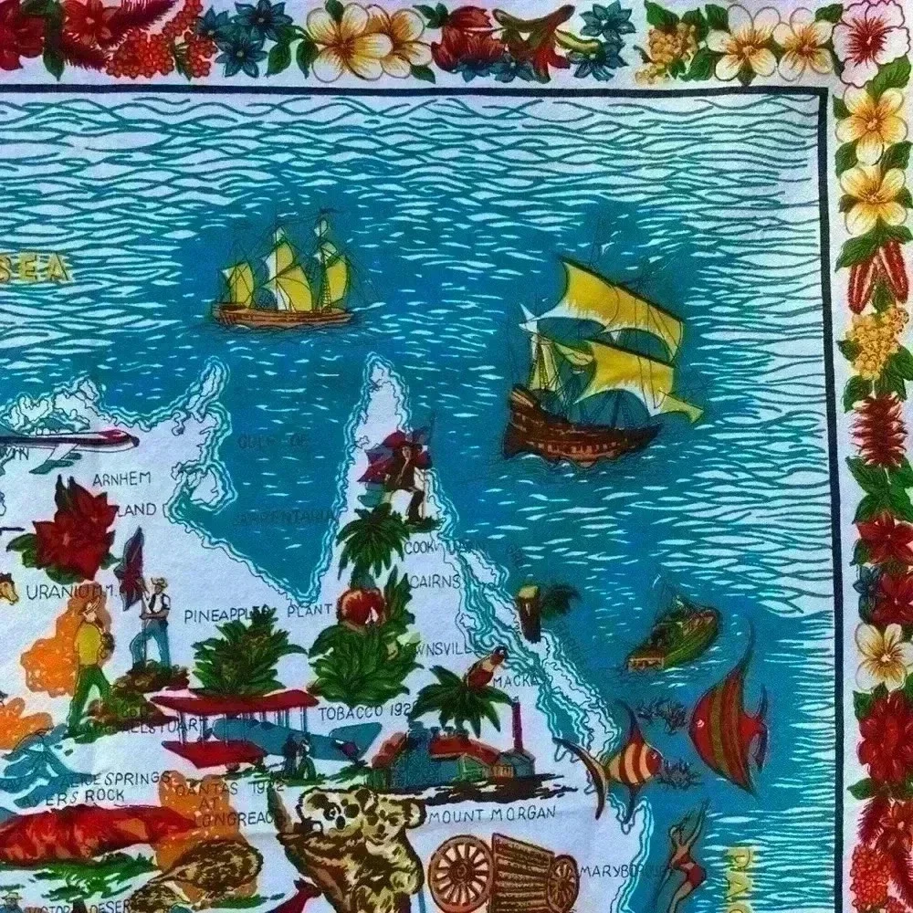 Vintage Australia Map Wall Hanging Tapestry Art
